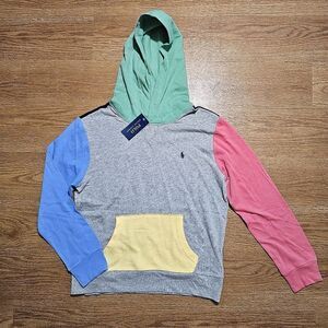Polo Ralph Lauren Pastel Hoodie Size Large L Grey Navy Blue Green Red Fleece New